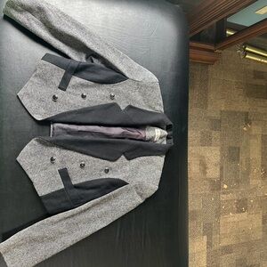 Gray and Black Double-Breasted Blazer